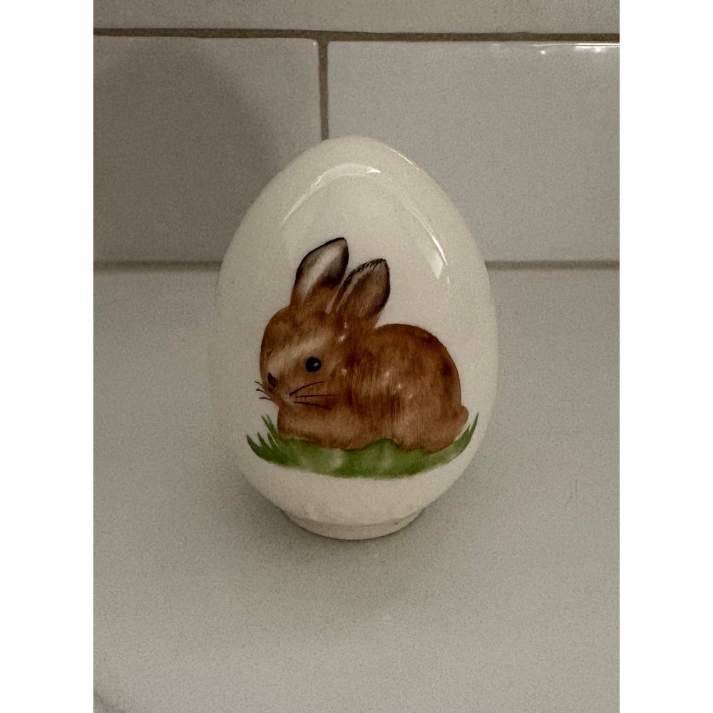 Goebel W Germany 1980 Ceramic Easter Egg Bunny Rabbit Figurine Vintage